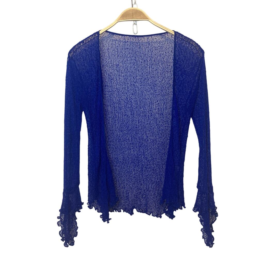 Colbalt Sapphire Blue Loose Open Knit Mesh Lace Boho Cardigan Shrug Sweater